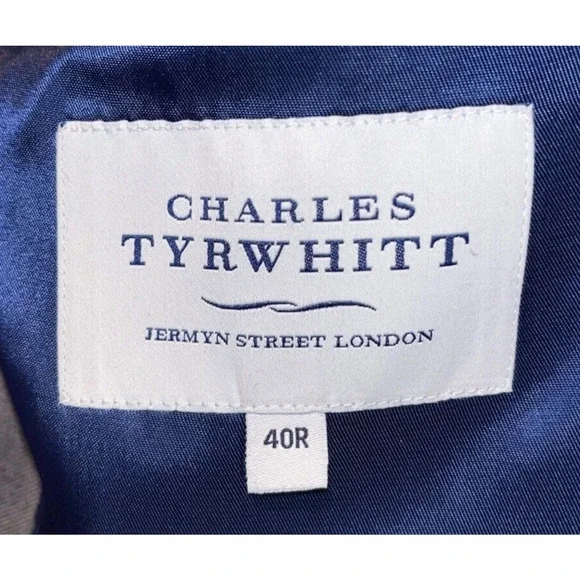 Charles Tyrwhitt Super 110s Gray Blazer Size 40R 2 Button Slim Fit
